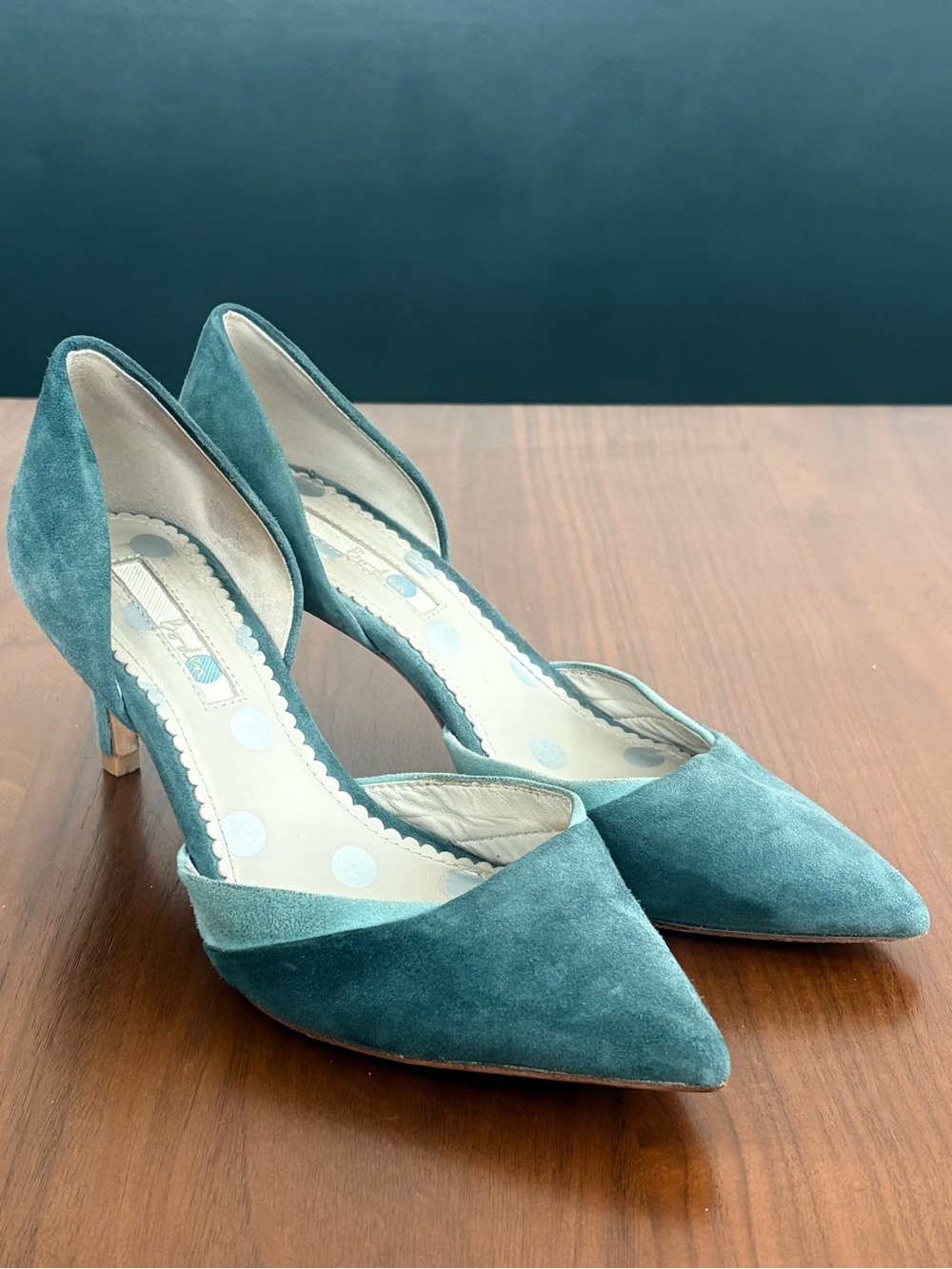 Boden teal suede d'orsay pumps, size 37